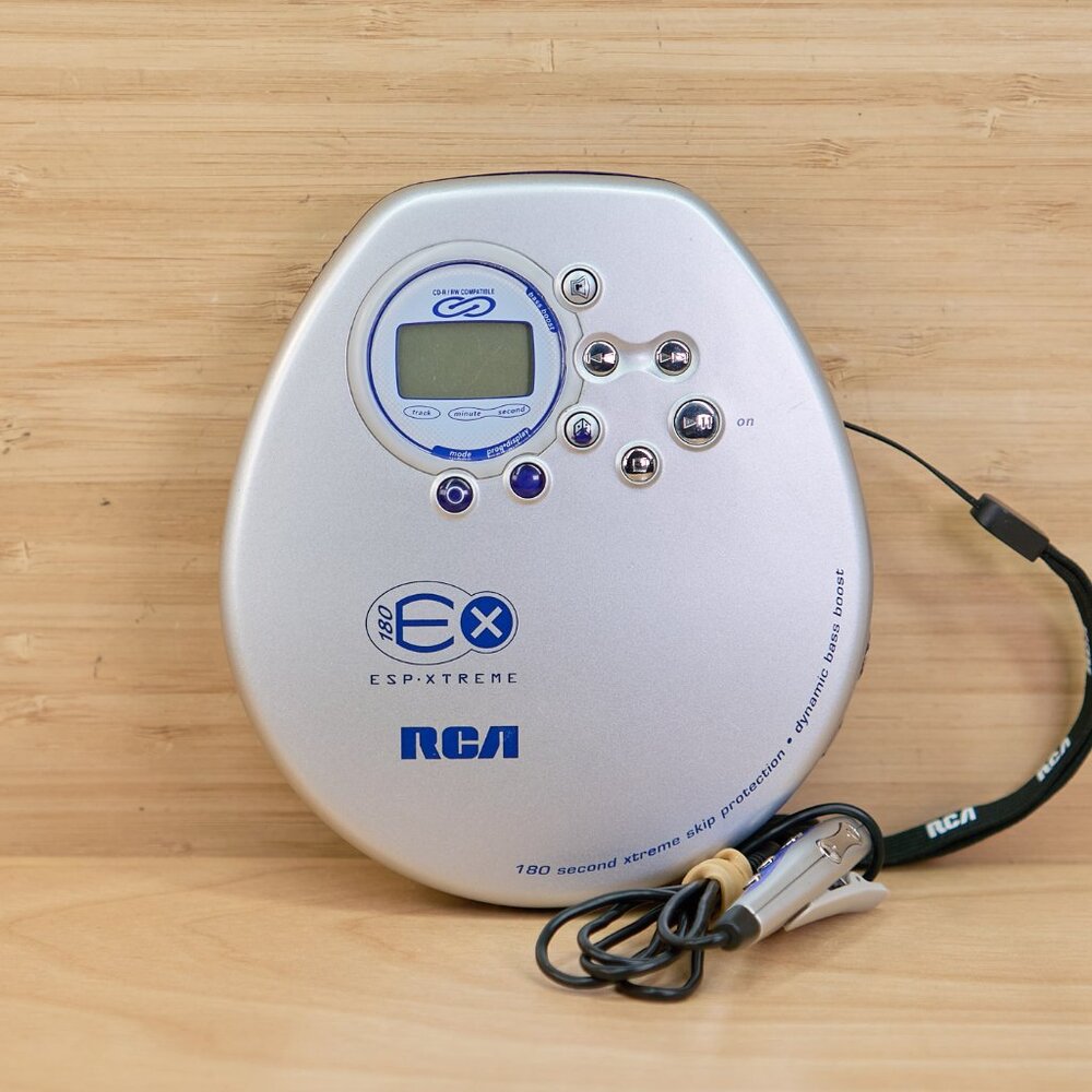 RCA RP2467C Portable CD Player Vintage 180 Sec ESP Xtreme Anti Skip Silver